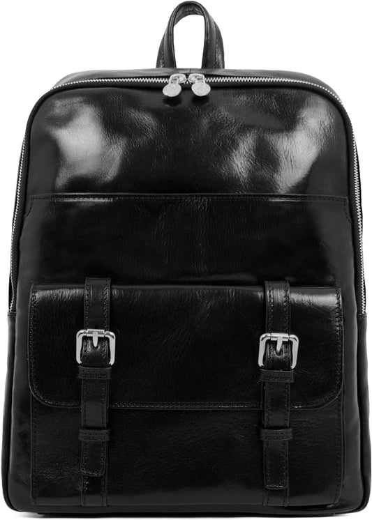 Leather Backpack Vintage Rucksack Purse for Laptop up to 15 in Black