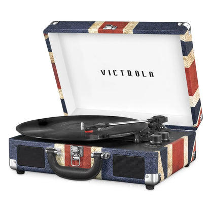 the Journey Bluetooth Suitcase Record Player with 3-Speed Turntable (Union Jack)