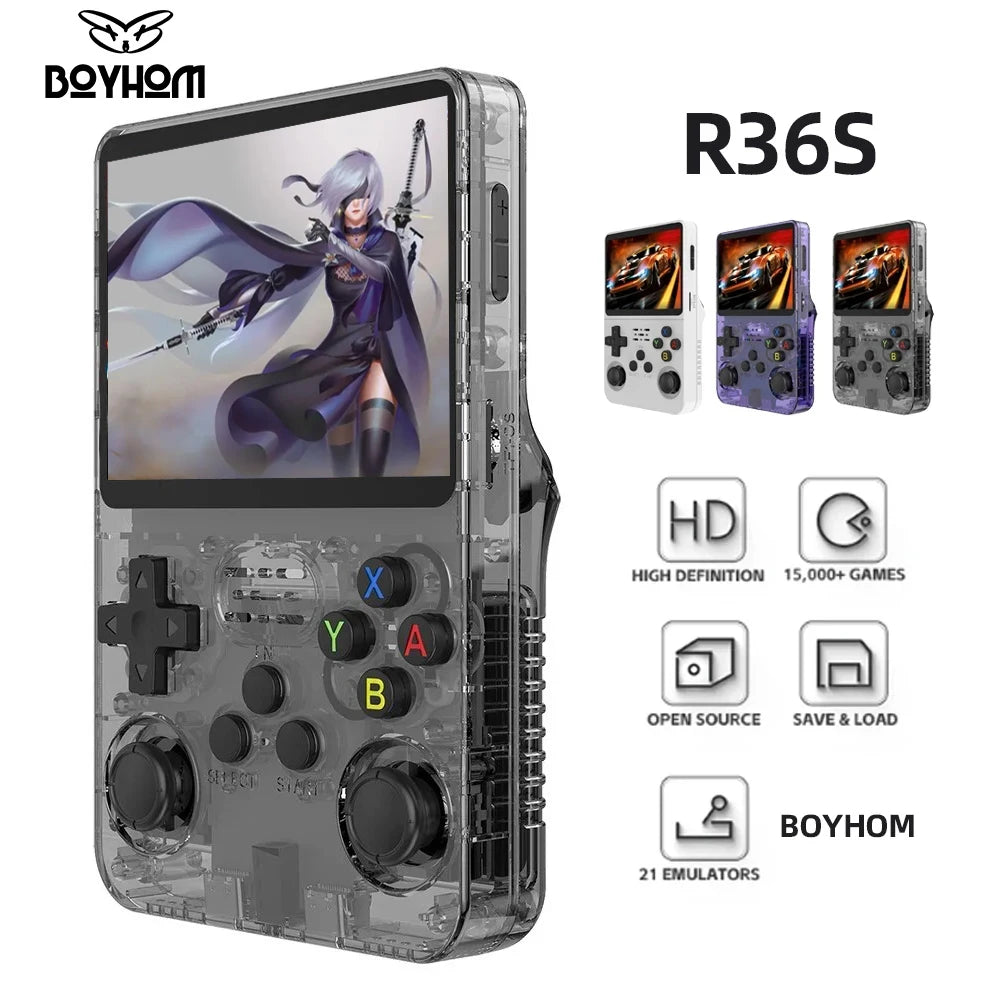 NEW Red R36S 128GB Retro Handheld Video Game Console Linux System 3.5 Inch IPS Screen Portable Pocket Video Player 64GB Games