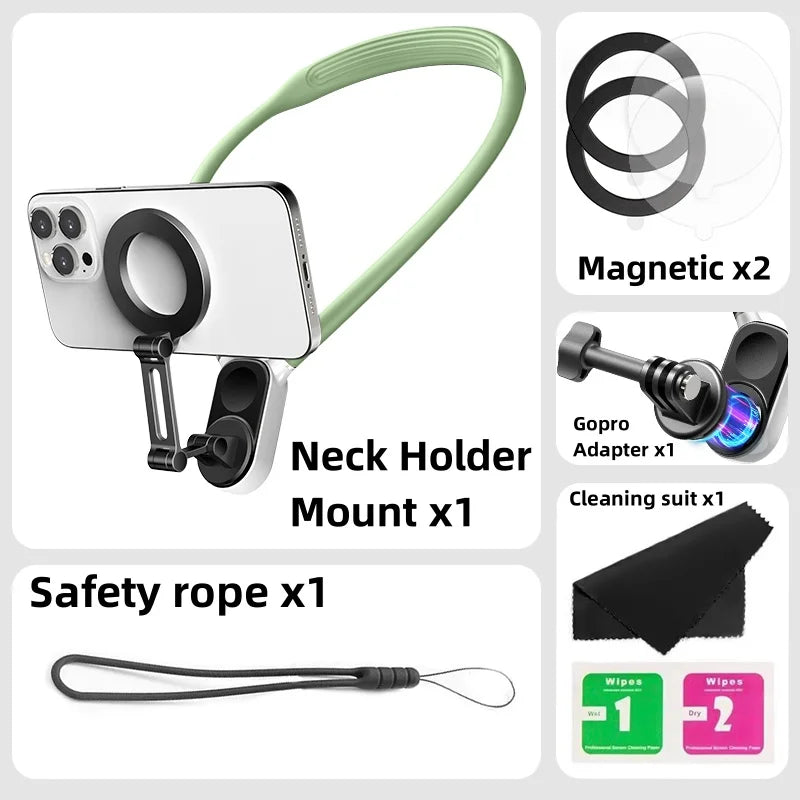 Magnetic Neck Holder Mount Necklace POV for Mobile Phones Smartphones Iphone 11 12 13 14 15 Android Sumsung Accessory