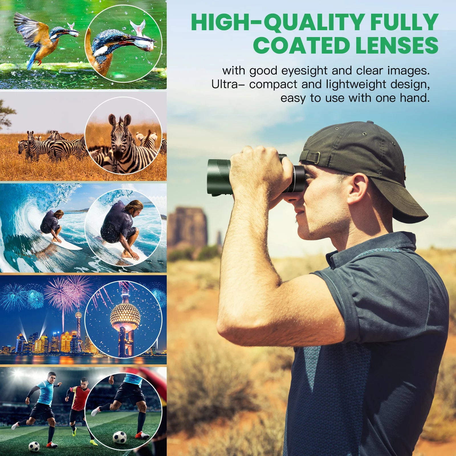 Monocular Telescope, 80X100 HD Monocular Telescope with Smartphone Holder & Tripod, Compact Monoculars for Bird Watching Wildlife Hunting Hiking Travelling