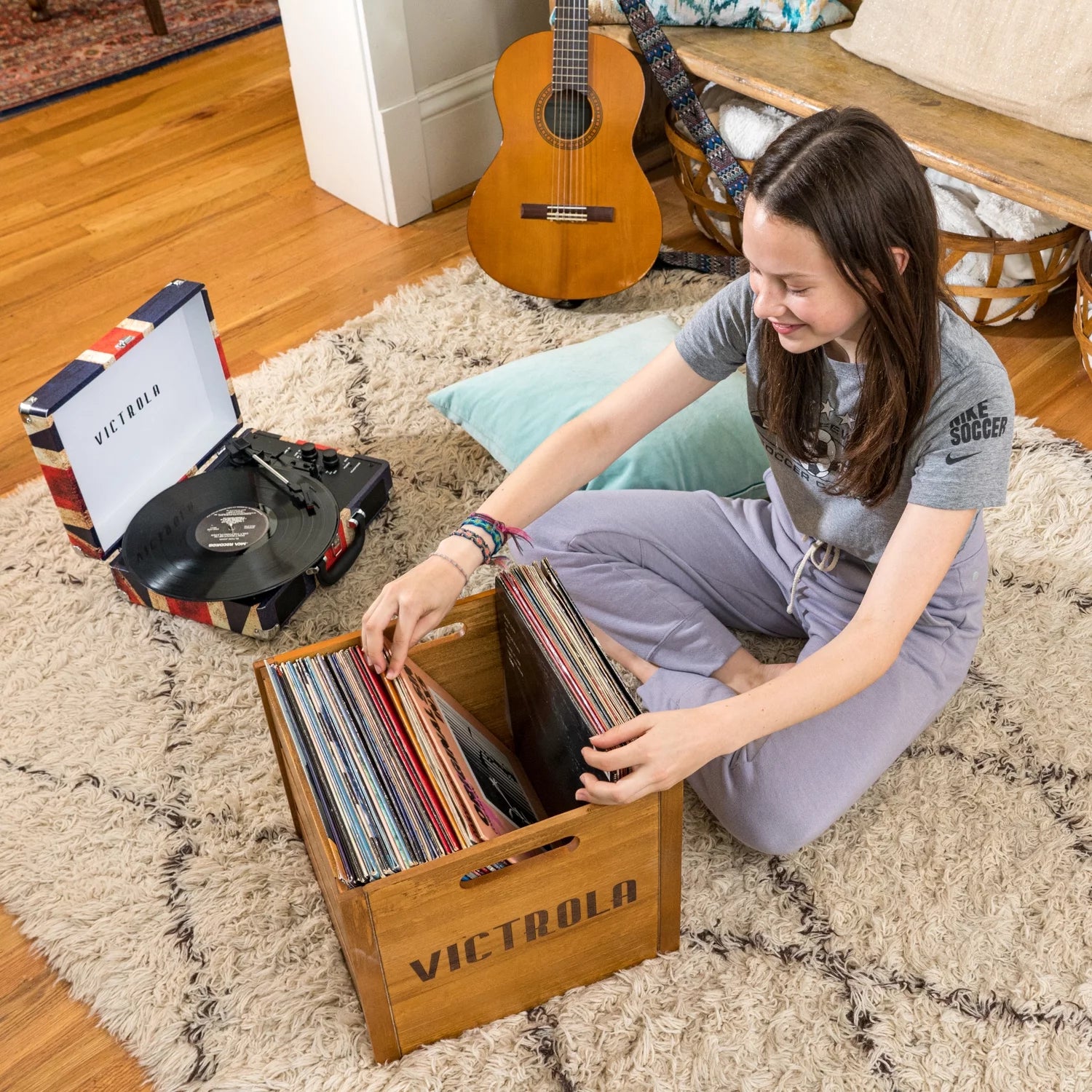 the Journey Bluetooth Suitcase Record Player with 3-Speed Turntable (Union Jack)