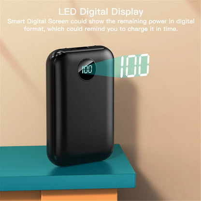 10000Mah Portable Power Bank Outdoor Emergency External Battery Pack with USB Outputs Dual LED Light for Cell Phone Black