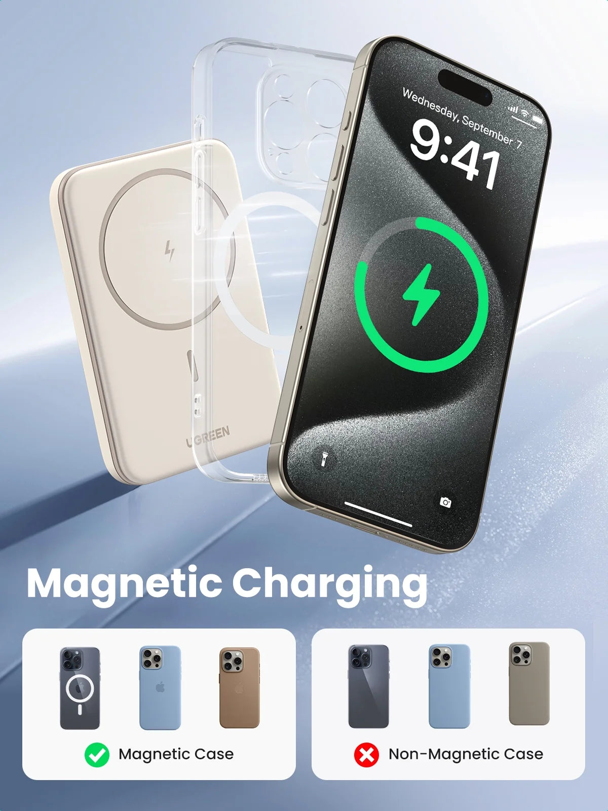 5000Mah Magnetic Power Bank, 7.5W/15W Fast Wireless Portable Charger, Battery Pack for Iphone