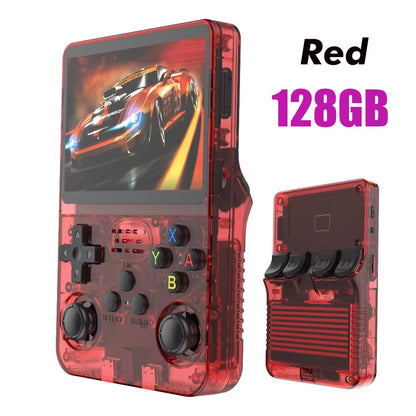 NEW Red R36S 128GB Retro Handheld Video Game Console Linux System 3.5 Inch IPS Screen Portable Pocket Video Player 64GB Games