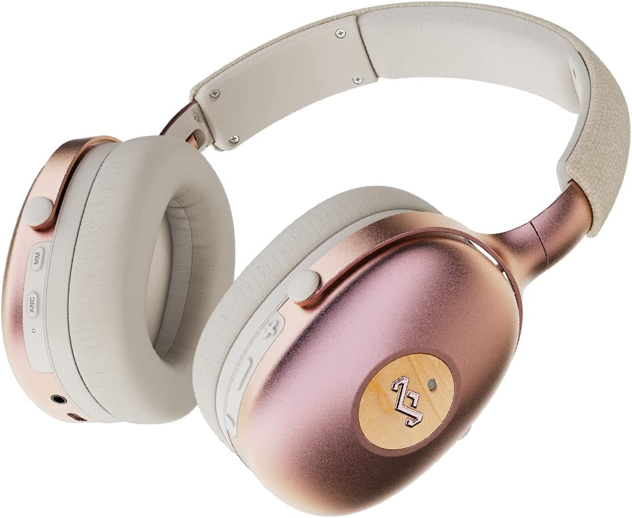 Positive Vibration XL ANC: Noise Cancelling Over-Ear Headphones with Microphone, Wireless Bluetooth Connectivity, and 26 Hours of Playtime, Copper