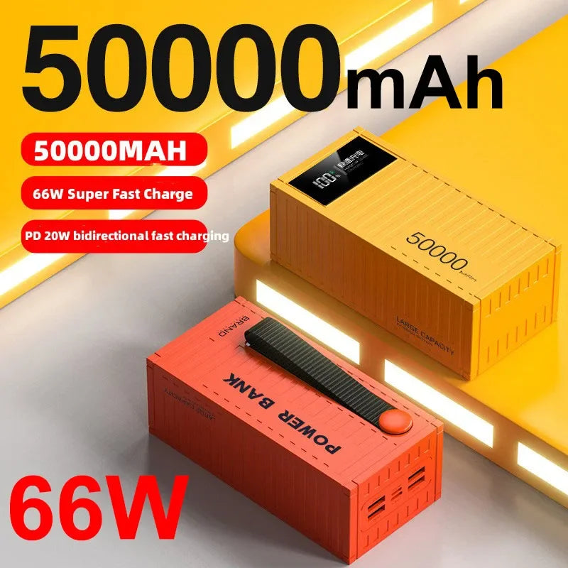 66W 50000Mah Power Bank Container Super Fast Charging Portable Powerbank for Huawei Iphone14 Xiaomi External Battery Charger New